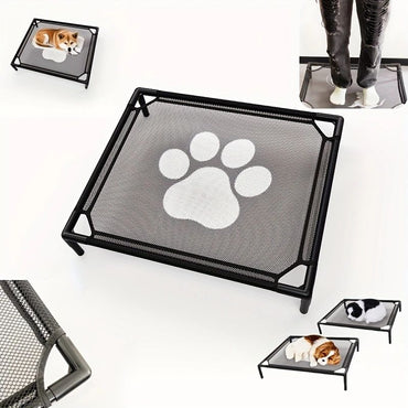 Cama Elevada para Cães Refrigerante - Cama de Berço Elevada para Cães, Berço para Animais de Estimação com Malha Durável e de Apoio, para Uso Interno e Externo, Preto, Cama Pequena para Animais de Estimação