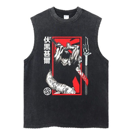 Luffy printed anime fitness vest summer new men s vest Y2k women s washed casual sleeveless shirt streetwear Harajuku
