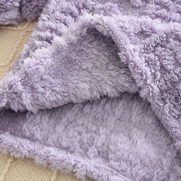 Baby Girl Clothes Purple Plush Jacquard Top+Pants 2-piece Set for Autumn and Winter Home Kids Casual Pajamas 3-7 Years Old