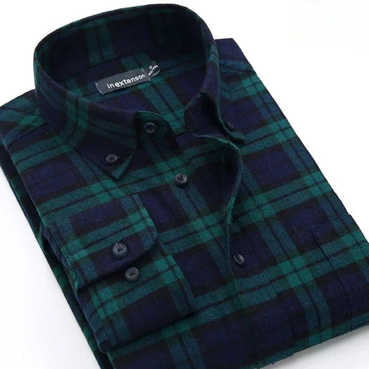 New in shirt fashion korean popular 40%cotton long-sleeve shirts for men slim fit plain shirt streetwear Casual plaid clothes