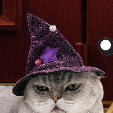Fantasia de Gato de Halloween, Roupa de Gato Confortável de Bruxo, Fantasia de Cachorro de Bruxa, Capa de Gato, Chapéu de Bruxa, Roupa de Halloween para Cães e Gatos P/M