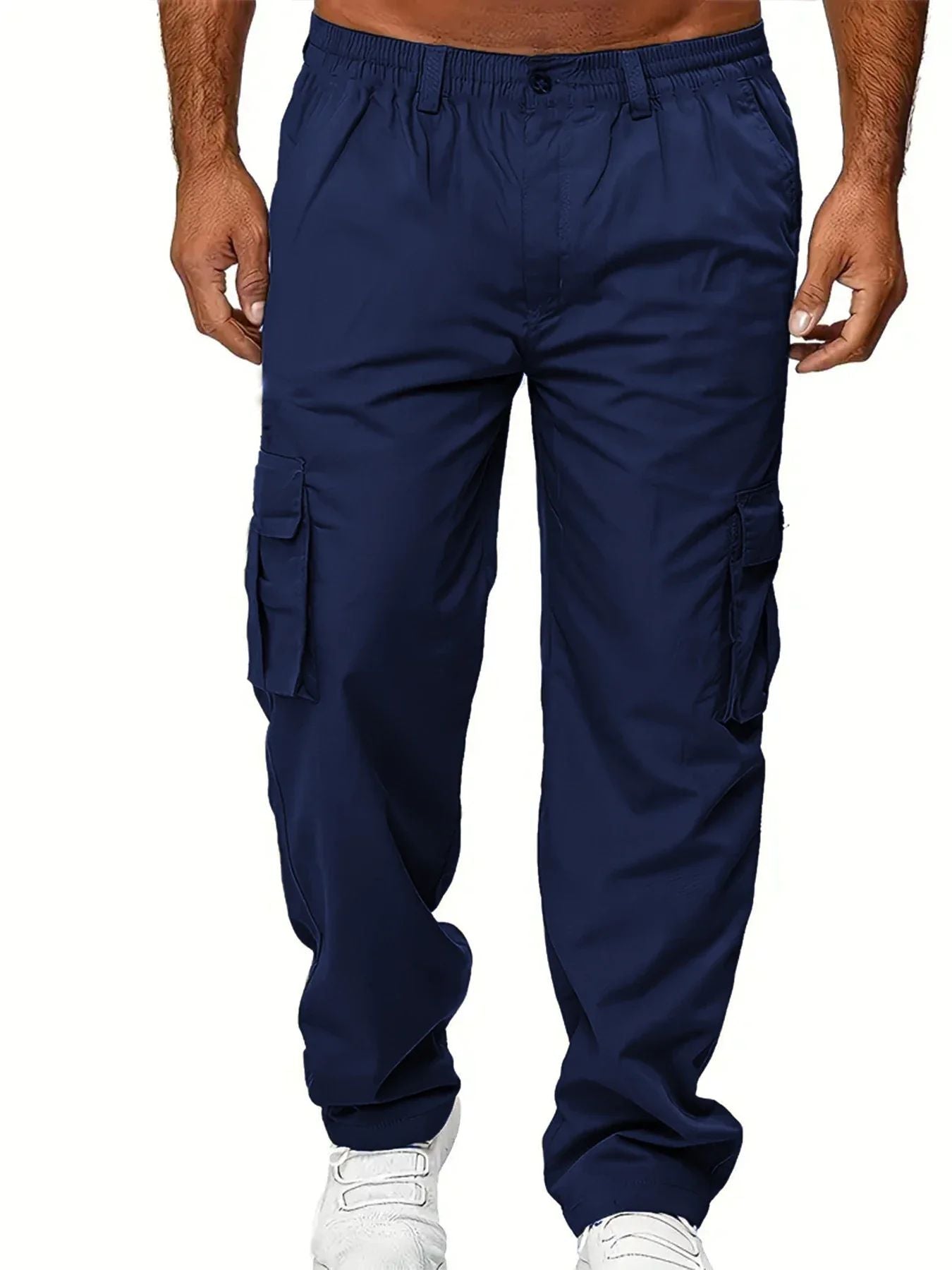 Men's Cargo Pants Sweatpants Outdoor Loose Straight Long Trousers Summer Casual Multi-Pocket Durable Workwear Male Trousers