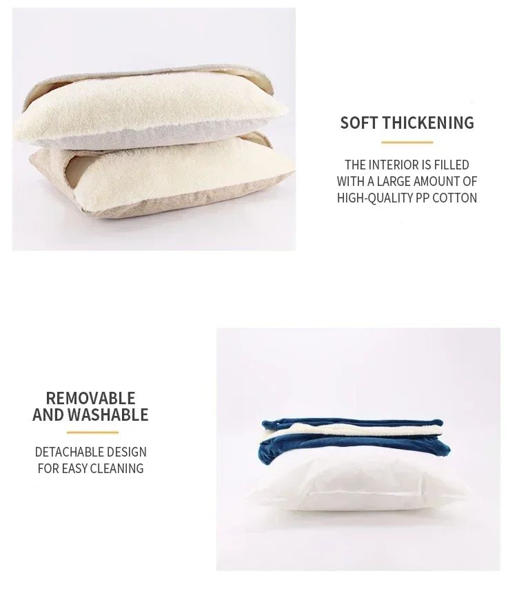 Cama para Animais de Estimação Lavável e Resistente à Mordida - Almofada de Pelúcia Removível Quente de Inverno para Cães Grandes e Gato Saco de Dormir para Pets