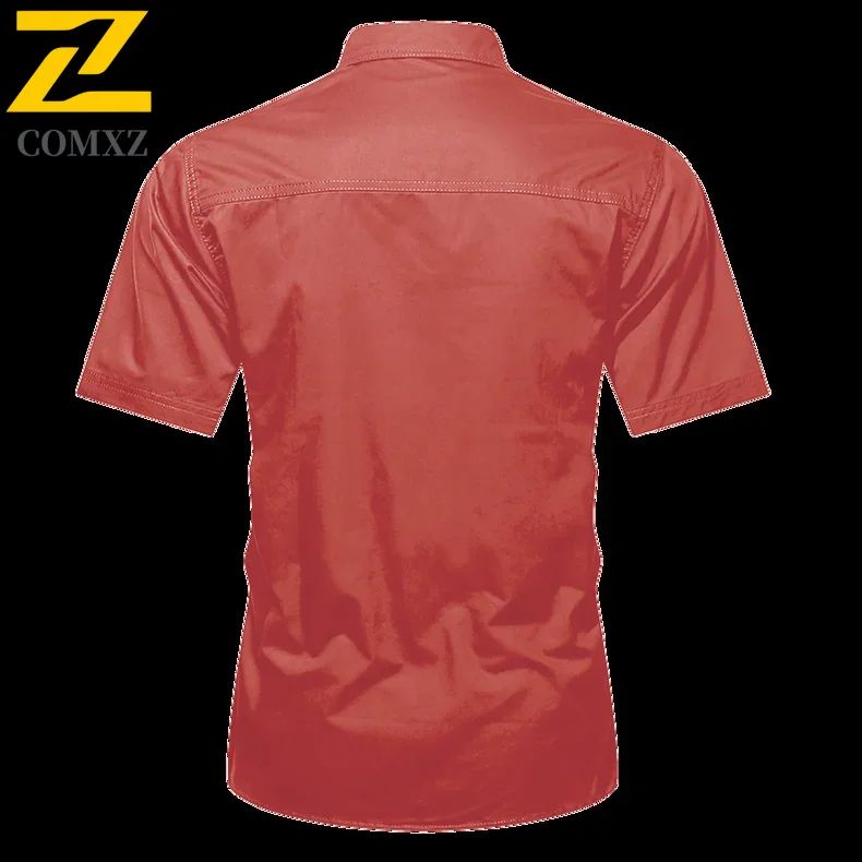 New Men's Work Shirt Casual Retro 100% Cotton Short Sleeve Flying Cargo Shirt Men's Summer Fishing Hunting Multi Pocket Shirt