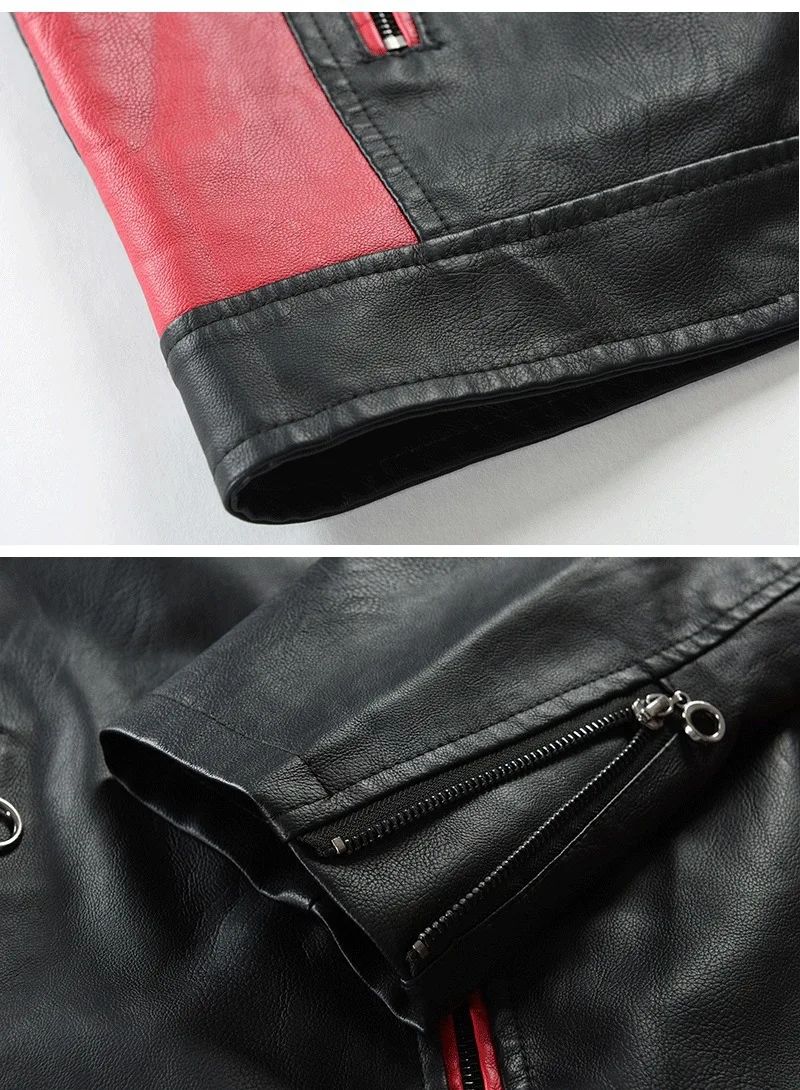 Fashionable Men's Biker Leather Jacket 2025 New Zipper Stand Collar Fleece Lined Casual PU Leather Coat Regular Fit Chinese Orig