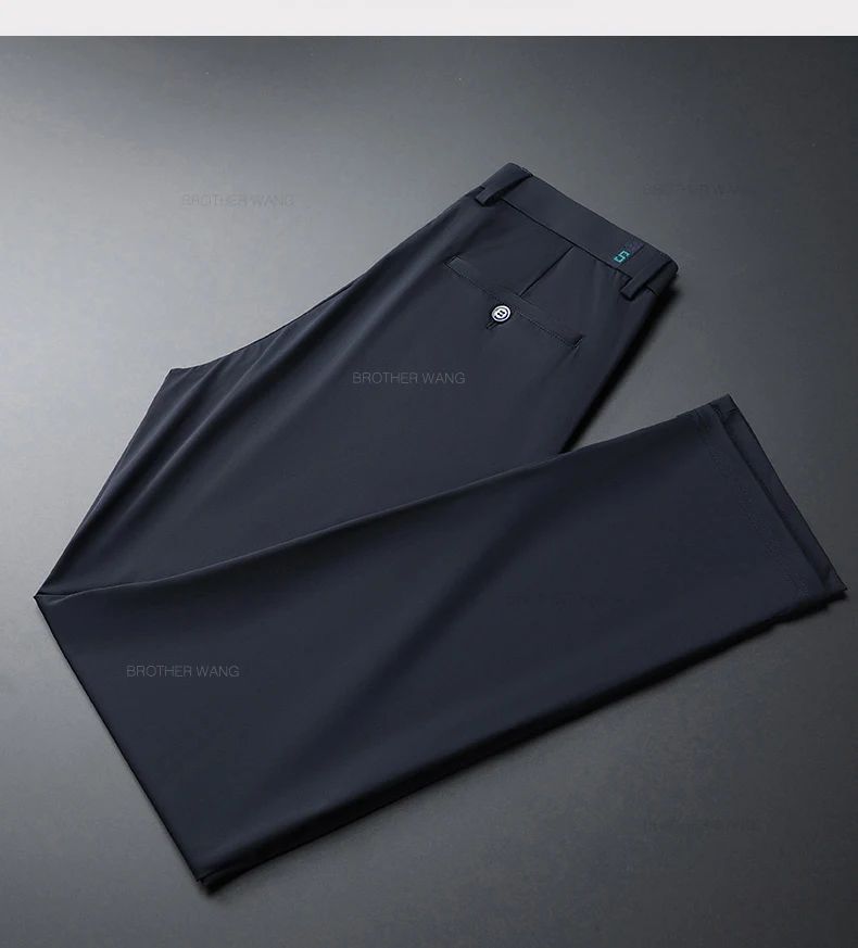 Spring Summer Ultra-thin Casual Pants Men's High Elastic Ice Silk Quick-dry Straight Draped Business Trousers Male Korean