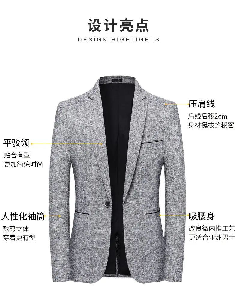Blazers Fashion Business Everything Trend British Style Casual Slimming Solid Color Wedding Work Four Season Style Male Blazer