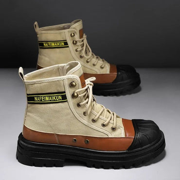 Men's Shoes Autumn and Winter Breathable High-top Boots Heightened Thick-soled All Match Canvas Casual Shoes Mens Boots