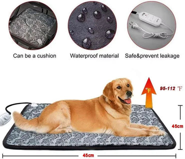 Tapete aquecido para cães Temperatura ajustável para animais de estimação Almofada de aquecimento para cães À prova d'água Almofada de aquecimento elétrica Temporizador de aquecimento para cães Suprimento para dormir à prova d'água