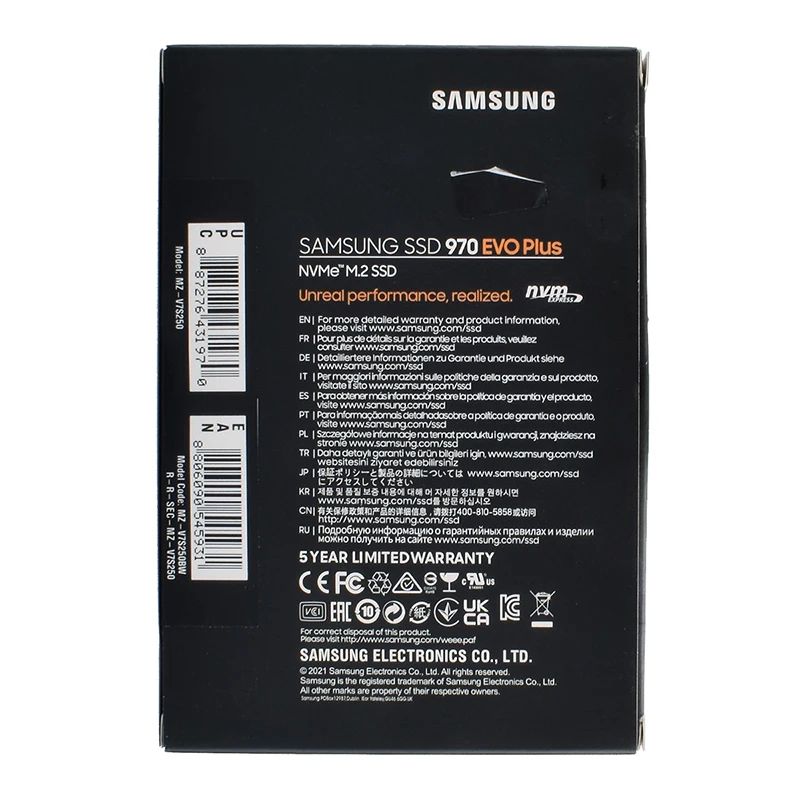 SSD Samsung 970 EVO Plus 1TB NVMe M.2, Unidade de Estado Sólido Interna com Tecnologia V-NAND, Expansão de Armazenamento e Memória para Jogos