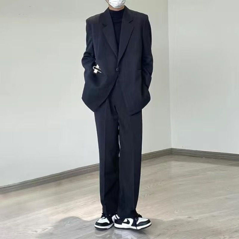 Casual Suit Jacket Men's Spring Summer Blazers Solid Color Long Sleeves Turndown Collar Pockets One Button Tops Jackets