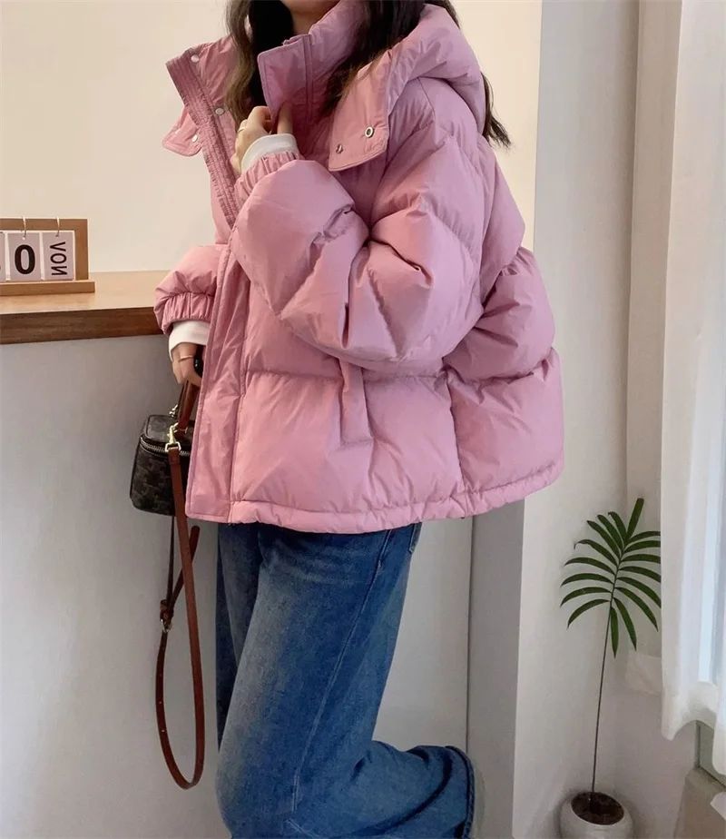 Fashion Parkas Jacket Women's Korean 2024 New Autumn Winter Loose Hooded Thicken Warm Down Cotton Padded Short Coats Female Tops