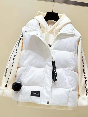 2024 New Autumn Winter Solid Loose Vest Women Down Cotton Vest Female Warm Sleeveless Short Coat Jacket Windproof Warm Waistcoat
