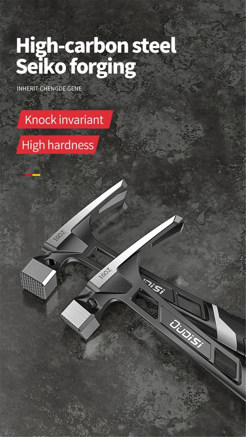 Martelo de Garra Magnético Multifuncional para Carpintaria Antiderrapante Antichoque Martelo de Aço Ferramenta Manual Martelo de Sucção Automática de Prego