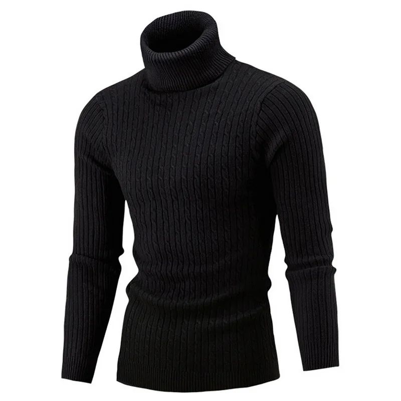 2025 Men's Warm Sweater Long Sleeve Turtleneck Sweater Retro Knitted Pullover Sweaters