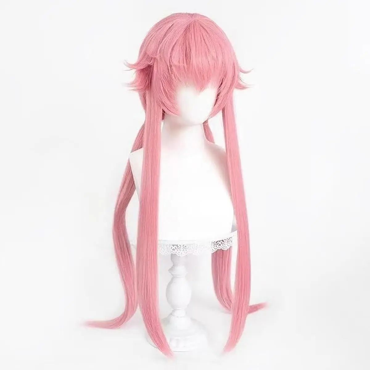 Anime The Future Diary Gasai Yuno Peruca para Cosplay Peruca Rosa Traje de Cabelo Sintético com Rabo de Cavalo Longo Perucas de Festa para o Halloween