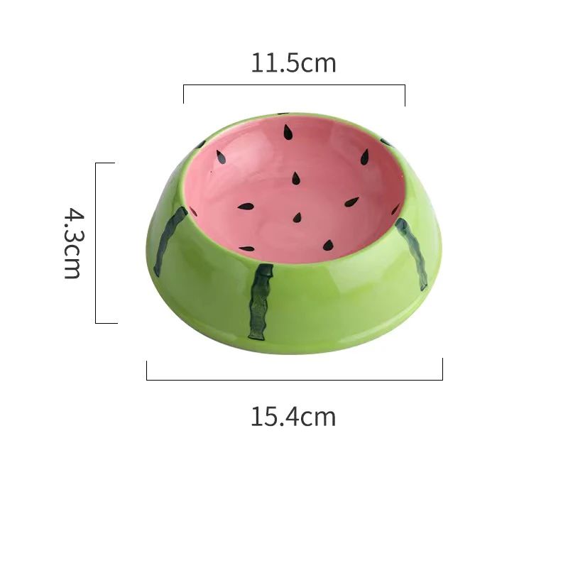 4 tigelas fofas de cerâmica para pets, tigelas em formato de melancia e morango para gatos, tigelas coloridas para cães pequenos, fornecedores de água, tigela para gatos