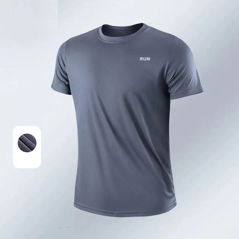 Men Fitness Gym t-Shirt Quick Dry Sport Running Shirts Man Short Sleeve Bodybuilding Top Training Football Jersey Man Sportswear