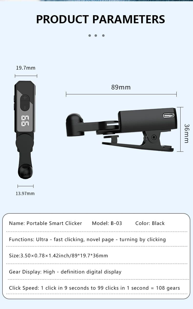 Clicador automático para smartphone, Clicador sem fio para telefone, Clicador de tela para transmissão de vídeo ao vivo, Jogo, Clicador de toque de tela multifuncional