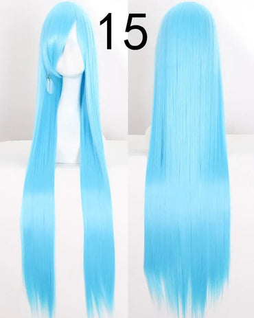 Pink 100Cm Long Staight Cosplay Wig Heat Resistant Synthetic Hair Anime Party wigs 42 color Colourful White
