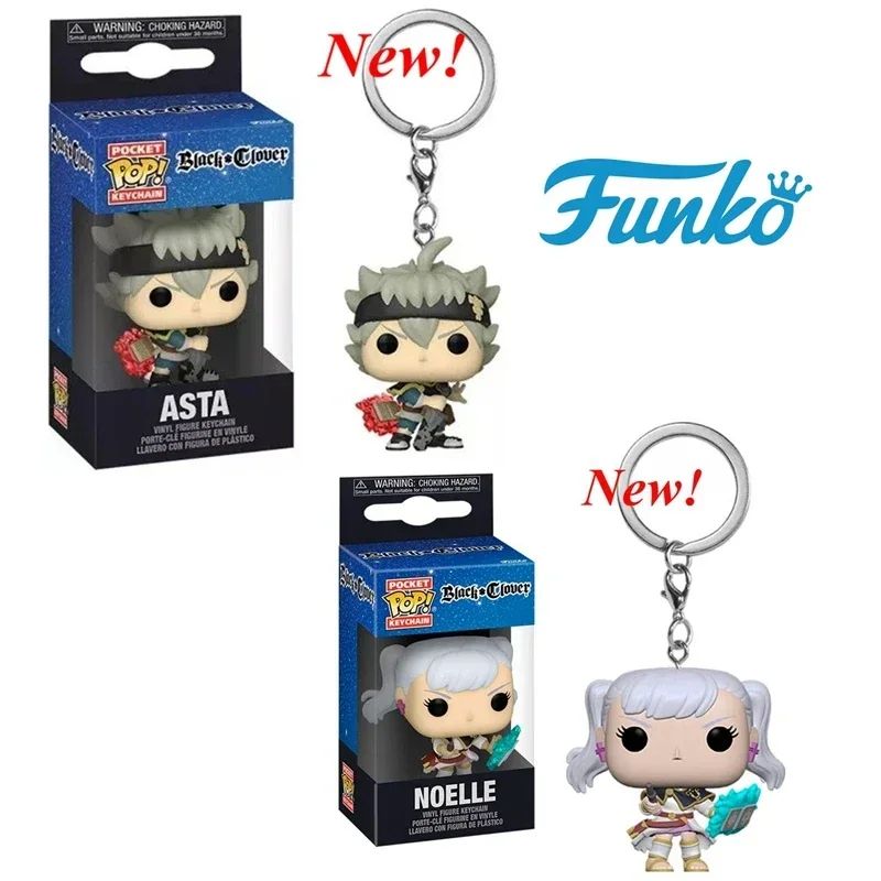 Chegada Mais Recente FUNKO com Caixa Chaveiro Black Clover Asta Noelle Yami Boneco de Ação de Vinil Chaveiro Modelo Colecionável Brinquedo