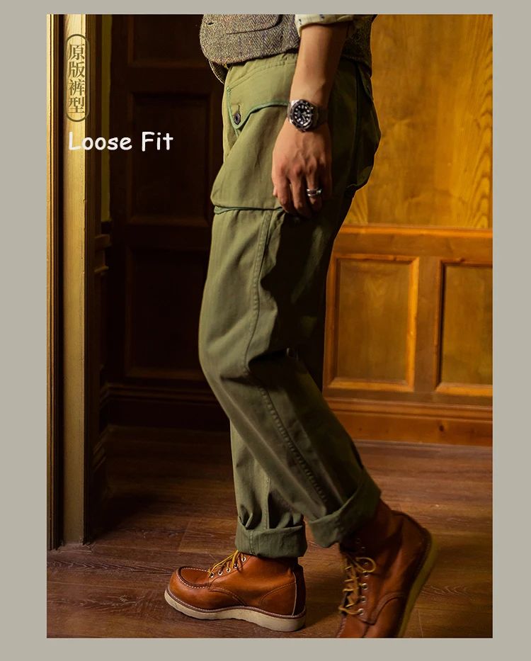Red Tornado P-44 Monkey Pants Men's Military Style HBT Cargo Trousers Army Green