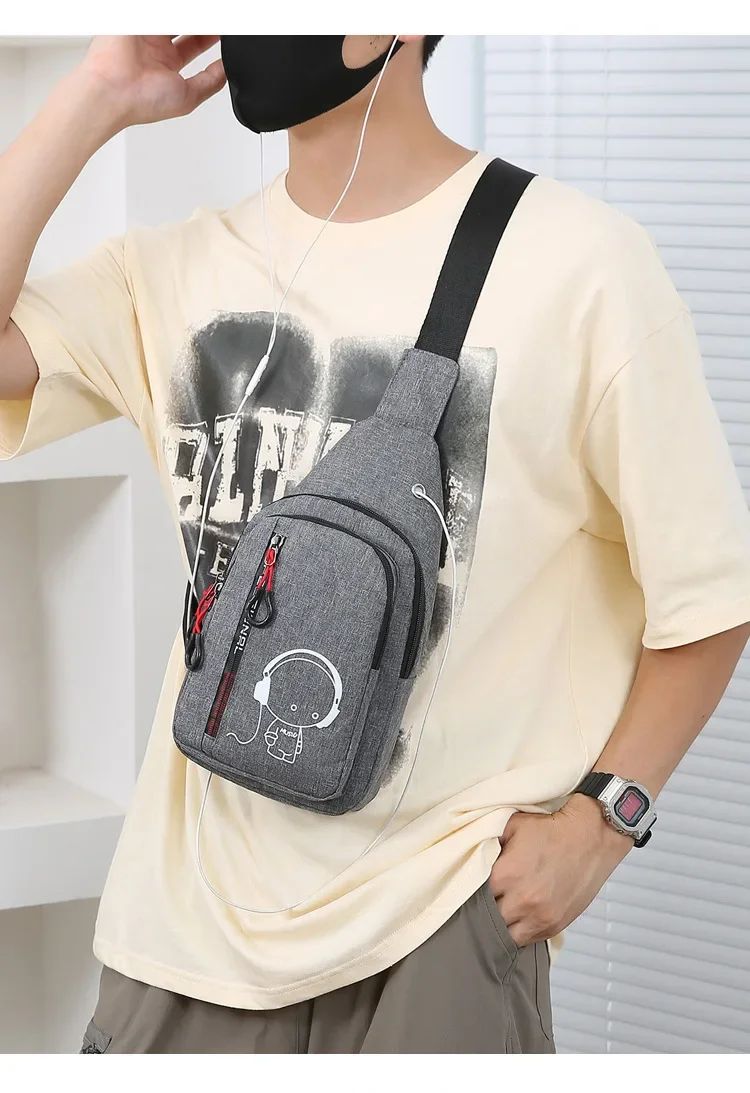 New Casual Fashion Chest Bag Men's Shoulder Bag Male Hand Crossbody Korean Cycling Backpack Trend Chest Bag Portable Hand Bags