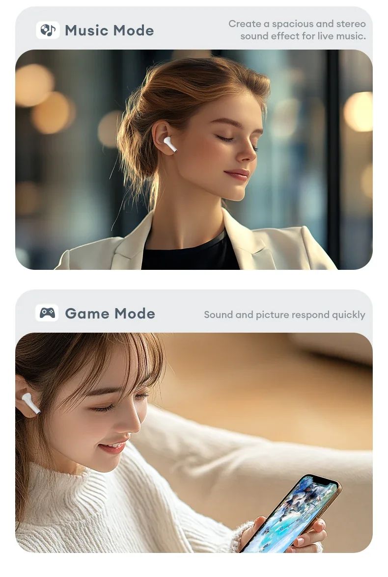 Lenovo LP5 PRO Wireless Bluetooth 5.4 Earphones TWS HiFi Sound Gaming Earbuds Sport headset Long Standby Touch Contol with Mic