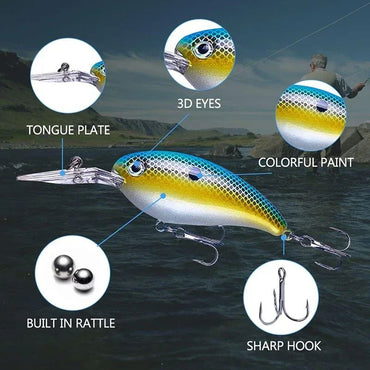 Crankbaits Set Mixed Colors Bait 10cm/14g Fishing Lure Minnow Wobbler Crank Jerkbait Bass Swimbait Treble Hooks Swim Hard Tackle