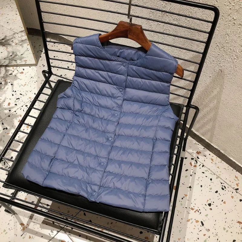 2025 New Women Sleeveless Puffer Jacket Spring Winter Female 90% White Duck Down Ultra Lightweight Packable Warm Down Liner Vest