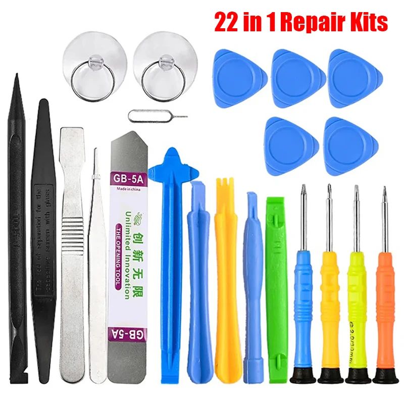 Kit de Ferramentas para Reparo de Celular 22 em 1 - Conjunto Multifuncional de Desmontagem com Chave de Fenda Antiderrapante para iPhone