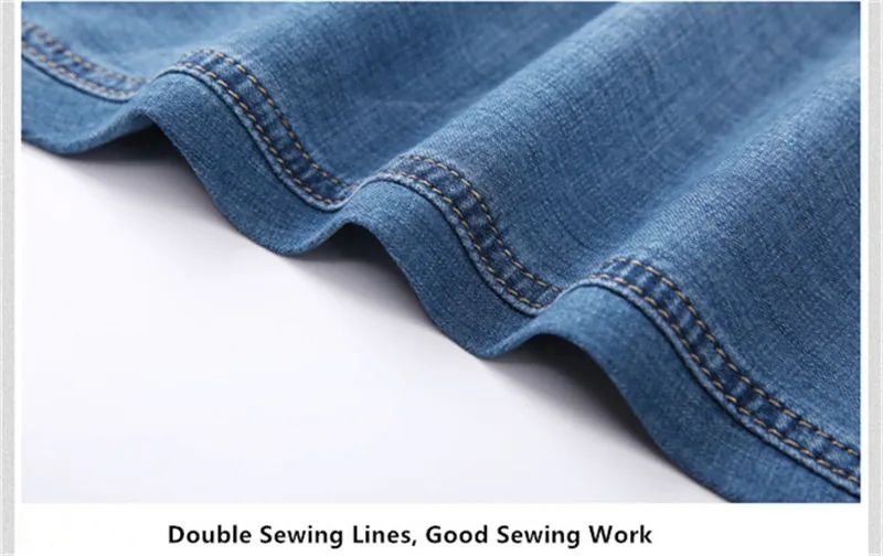 Summer Shorts Calf Length Trousers Plus Size 48 42 Men Denim Elastic Stretched Thin Jean Oversized Classic Straight Streetwear
