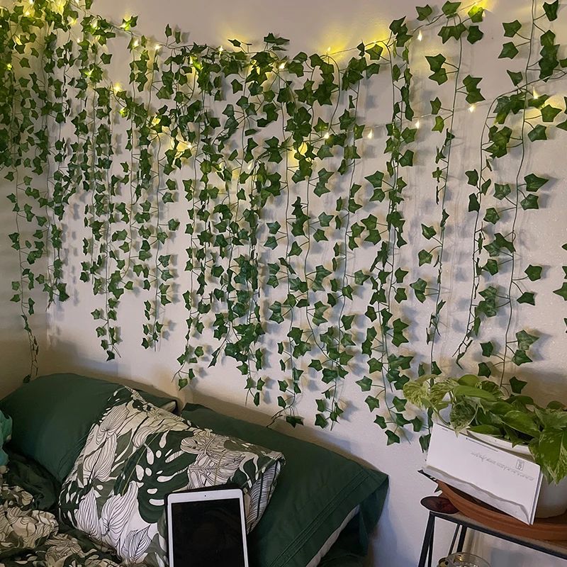 2/5/10M Silk Leaves Fake Creeper Green Leaf Ivy Vine LED String Lights for Home Wedding Hanging Garland Artificial Plants Decor