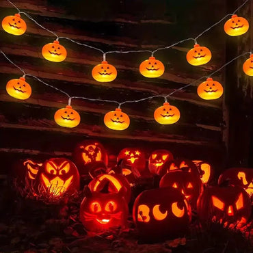 Halloween Party Lights Ourdoor&Indoor Decorations 10/20 LED Pumpkin String Lamp Battery Powered for Room Party Festival Decor