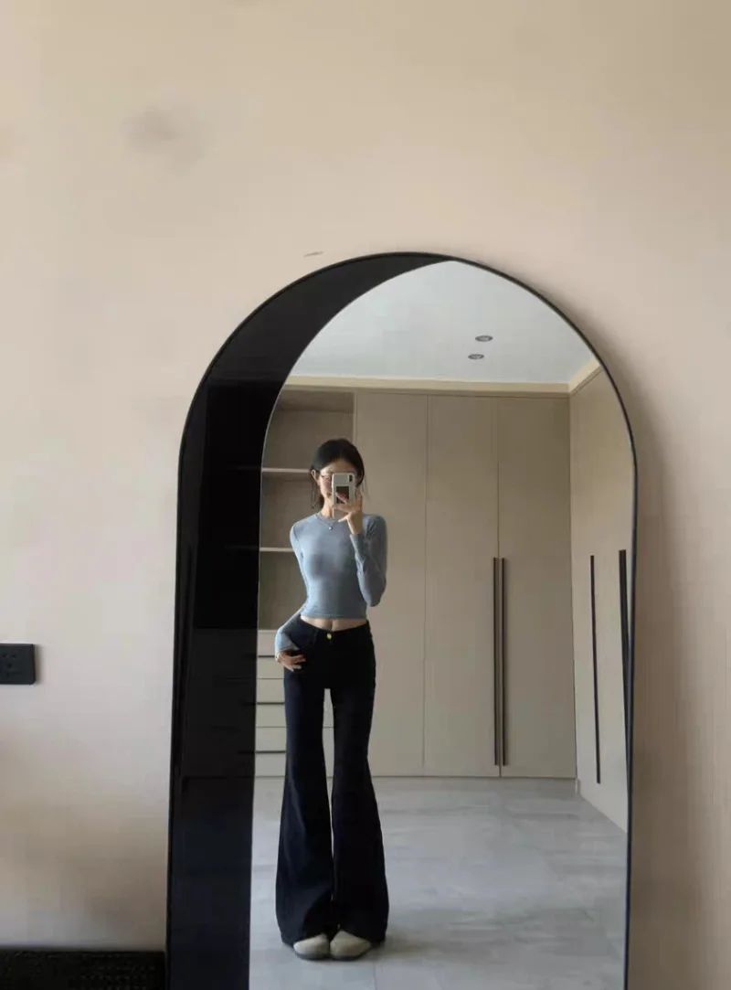 High Waist Loose Fit Bell Bottom Jeans Women's Black Slimming Denim Pants Spring 2025 Fashion Trend Wide Leg Casual Trousers