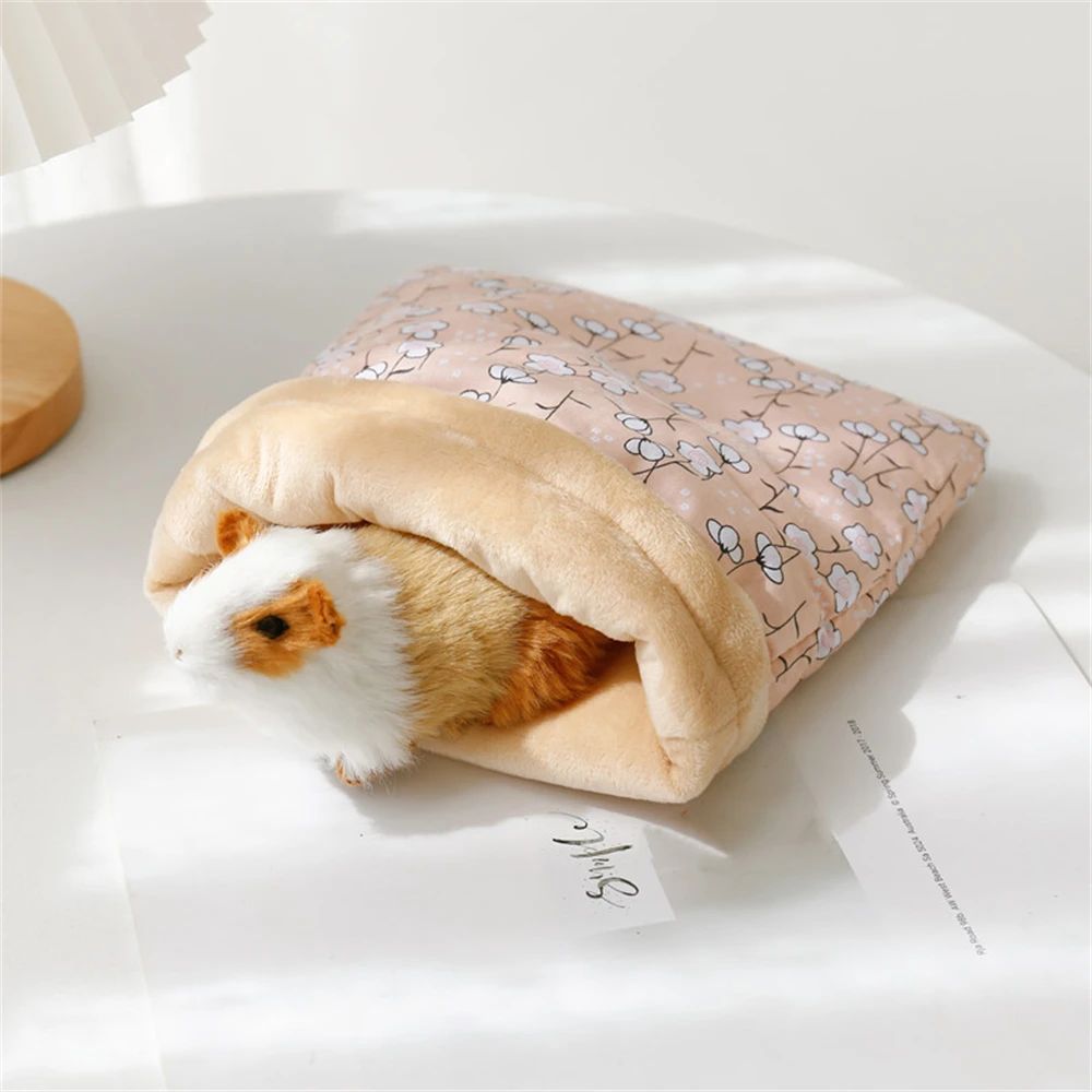 Saco de Dormir para Porquinho da Índia com Estampa de Flor e Papai Noel, de Algodão Macio, Gaiola para Ouriço e Rato, Casa de Descanso para Animais de Estimação, Barraca, Acessórios para Hamster