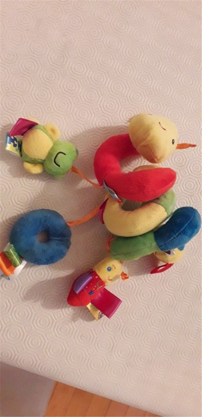 Baby Plush Hanging Toy Cartoon Cute Animals Shapes Prams Stroller Bed Spiral Activity Hanging Toys Colorful Soothing Rattles Toy