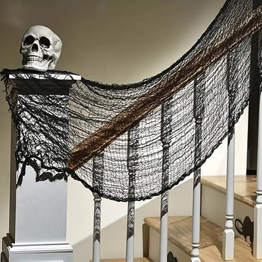 Halloween Gauze Fabric Black Chunky Gauz Fabric Haunted House Diy Decorative Gauze Horror Party Scene Props Halloween Decoration