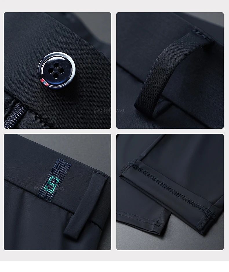 Spring Summer Ultra-thin Casual Pants Men's High Elastic Ice Silk Quick-dry Straight Draped Business Trousers Male Korean