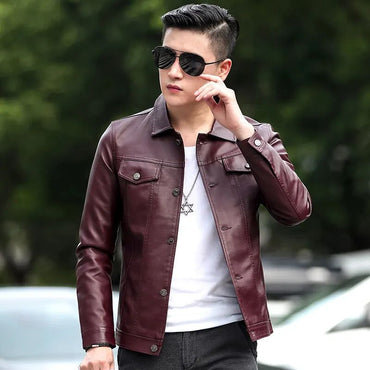High Quality Men's PU Leather Jacket Male Slin Casual Jacket Korean Trend Slim Fit Handsome Youth Leather Coat Business Jackets