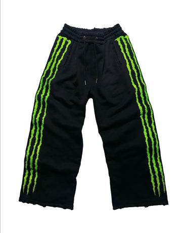 Claw Triple Stripe Fluorescence Sweatpants Y2K Streetwear Hip Hop Personality Glow Casual Pants Cotton Drawstring Joggers