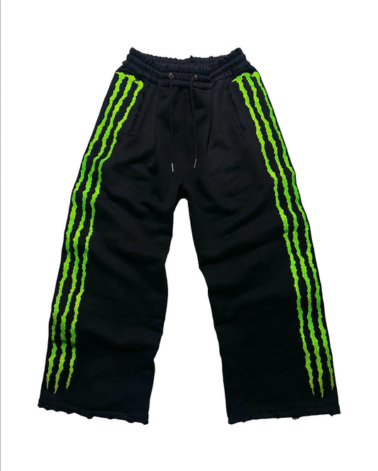 Claw Triple Stripe Fluorescence Sweatpants Y2K Streetwear Hip Hop Personality Glow Casual Pants Cotton Drawstring Joggers