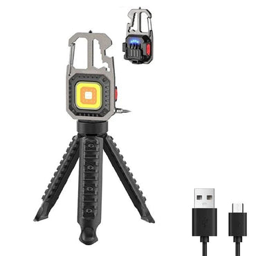 Mini LED Portable Keychain Flashlight Outdoor COB Work Light Emergency Lighting With Window Hammer Bottle Opener Lamp Camping