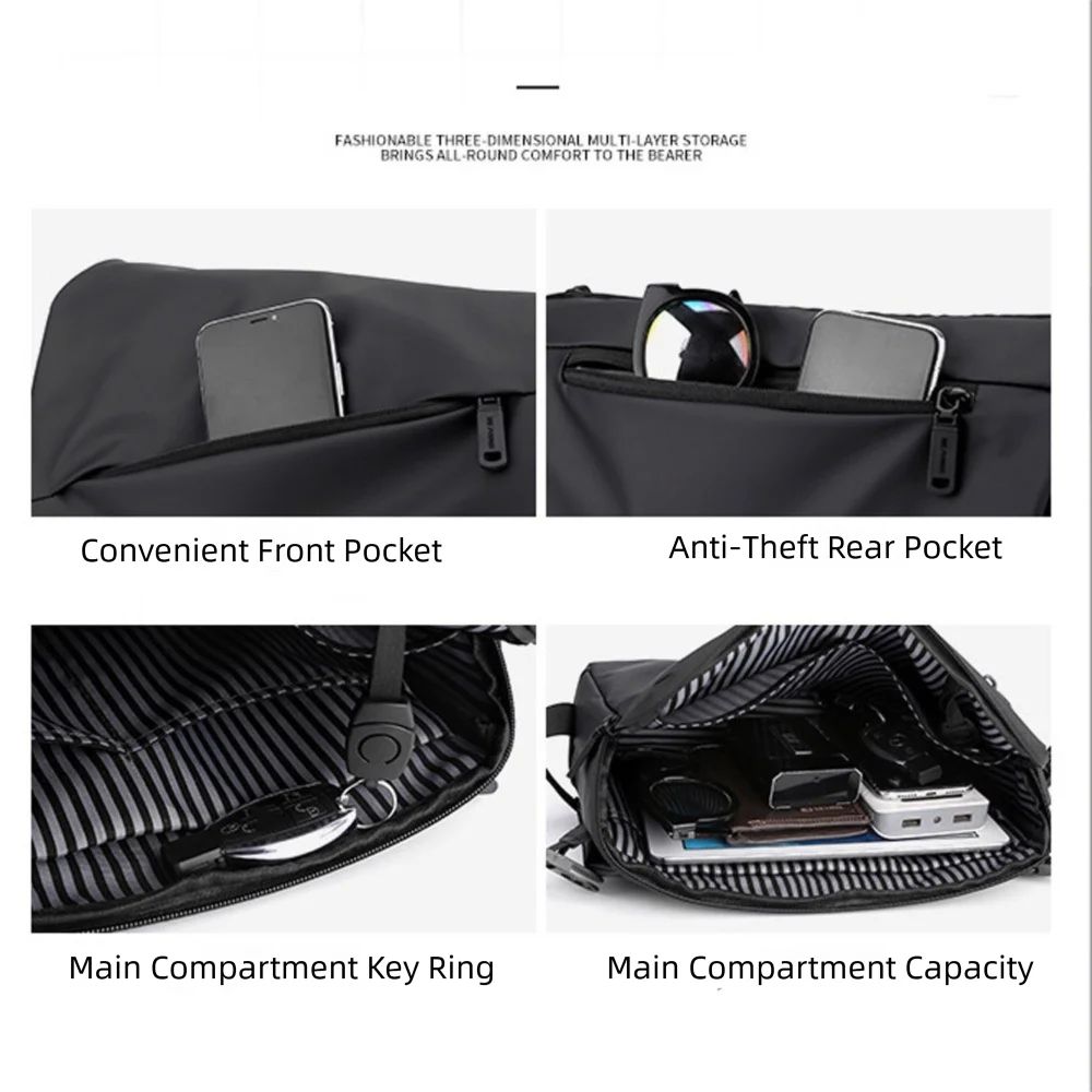 New Casual Crossbody Bag Multifunctional Large Capacity Messenger Bag Portable Shoulder Bag Men