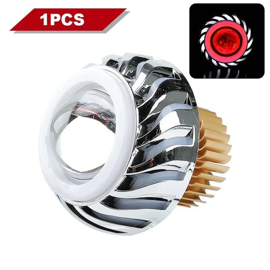 Double Angel Eyes Motorcycle Headlights High/Low Beam Additional Moto Spotlights Motorbike Devil Eyes LED Projector Headlights