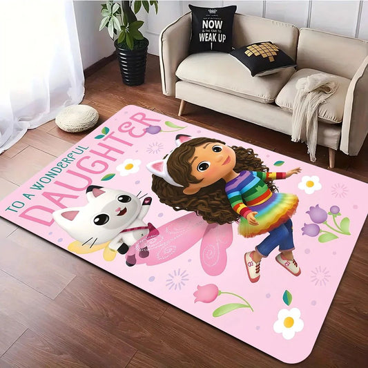 Cartoon Cute Gabbys Dollhouse Girl Carpet Rug for Bedroom Living Room Home Sofa Decoration,Children Game Large Decor Floor Mat