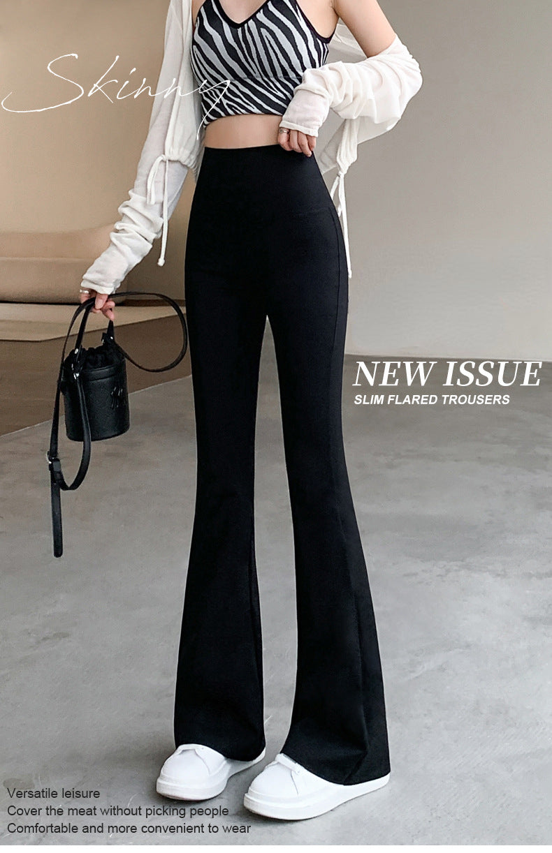 Women Flare Pants Slim High Waist Solid Sexy Shark Flare Pants Fashion Casual St