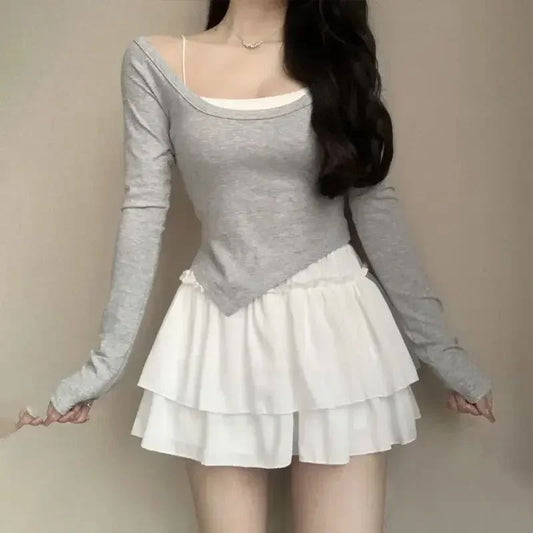 Summer Gothic Lace Tutu Skirt with Black Mesh Detail for Women Sexy Mini Tulle Skirt for Party Club Wear and Dance Elastic Waist