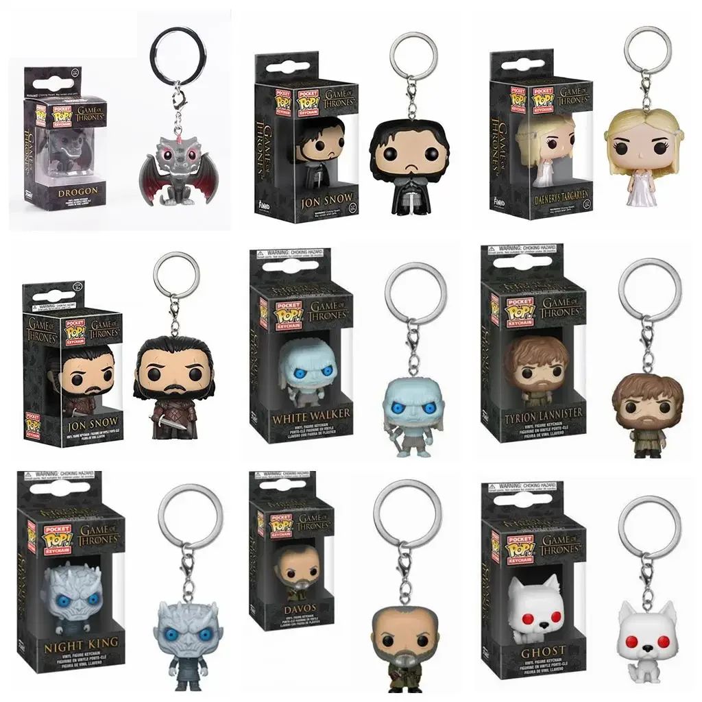 FUNKO pop Filme TV Jogo de Jon Snow Daenerys Davos Ghost Night King Thrones Tylion Drogon Chaveiro Figura Modelo Brinquedos Colecionáveis