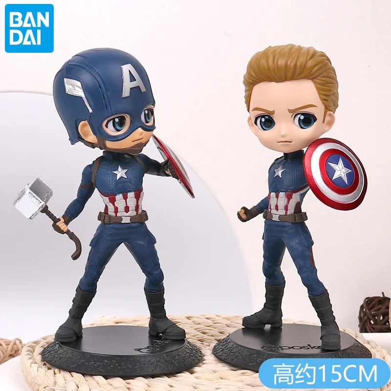 BANDAI Original Banpresto Qposket Marvel Vingadores Homem de Ferro Capitão América Loki Thor Figuras Colecionáveis